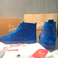 Cristian Louboutin Blue Spikes - Tenis Bota Suela Roja