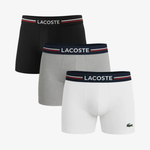 LACOSTE Pack de Boxers 3pz - Hombre Negro, Gris, Blanco