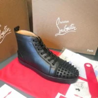 Cristian Louboutin Black Spikes - Tenis Bota Negro Suela Roja