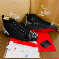 Cristian Louboutin Black Diamond Spikes - Tenis Bota Suela Roja