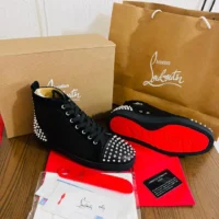 Cristian Louboutin Black Diamond Spikes - Tenis Bota Suela Roja
