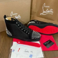 Cristian Louboutin Black Diamond Spikes - Tenis Bota Suela Roja