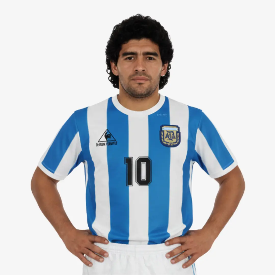 Argentina Mundial 1986 Maradona #10 - Jersey Fut Retro Manga Corta