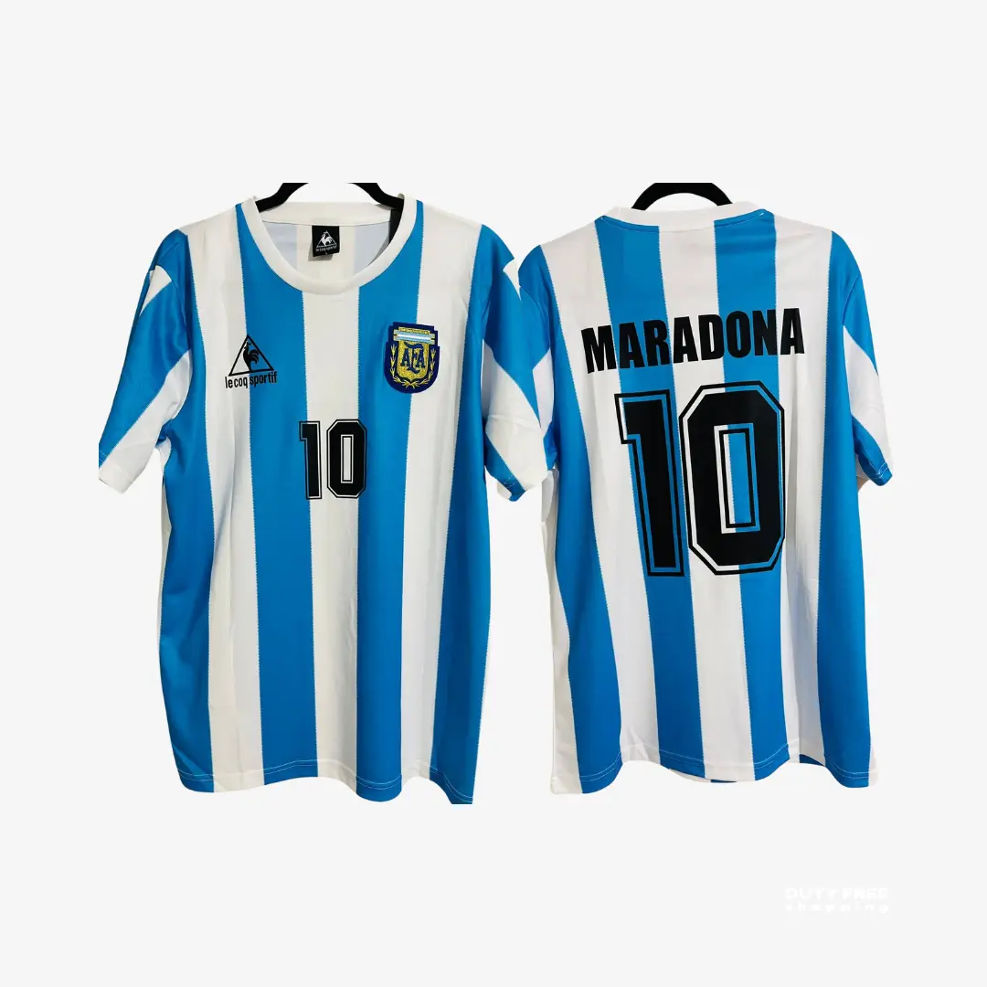 Argentina Mundial 1986 Maradona #10 - Jersey Fut Retro Manga Corta