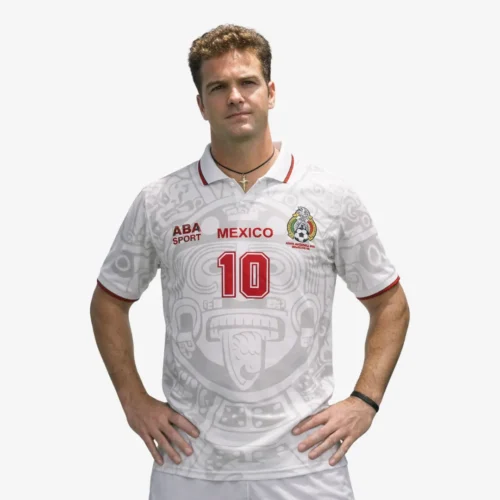 JerseyRetro_DRG98-1 México Mundial 1998 L. Garcia #10 - Jersey Fut Retro Manga Corta