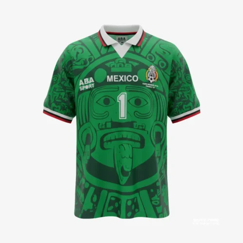 JerseyRetro_MEX98-2 México Mundial 1998 Campos #1 - Jersey Fut Retro Manga Corta