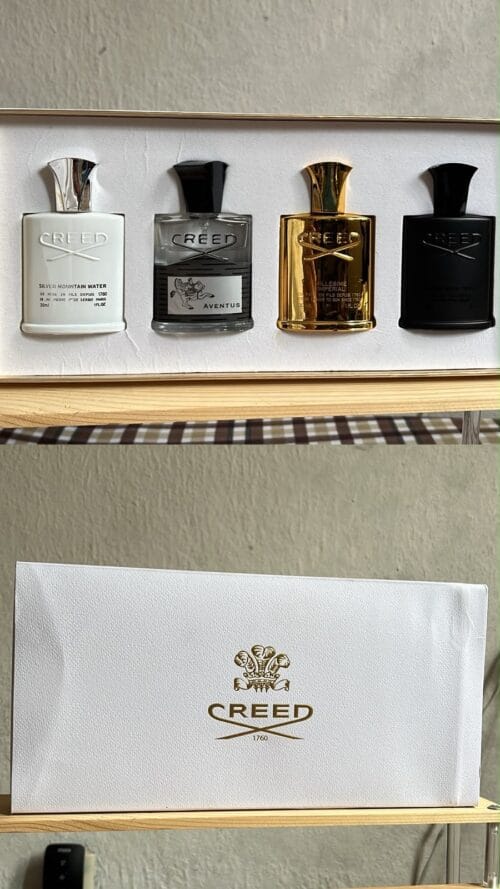 6b614a4a-5ed0-4115-9aca-699504357c07 Set Creed 4x30ml Hombre - Aventus + Silver Mountain Water + Millesime Imperial + Green Irish Tweed - Cofre de Lujo
Hombre