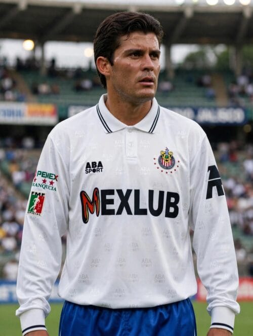 Jersey Chivas 1997 Visitante Blanca Manga Larga ABA Sport MEXLUB SOL Ramón Ramírez 7